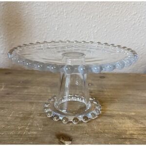 Vtg Candlewick Imperial Glass Clear 8" Cheese Cake Stand Pedestal Mini Round MCM